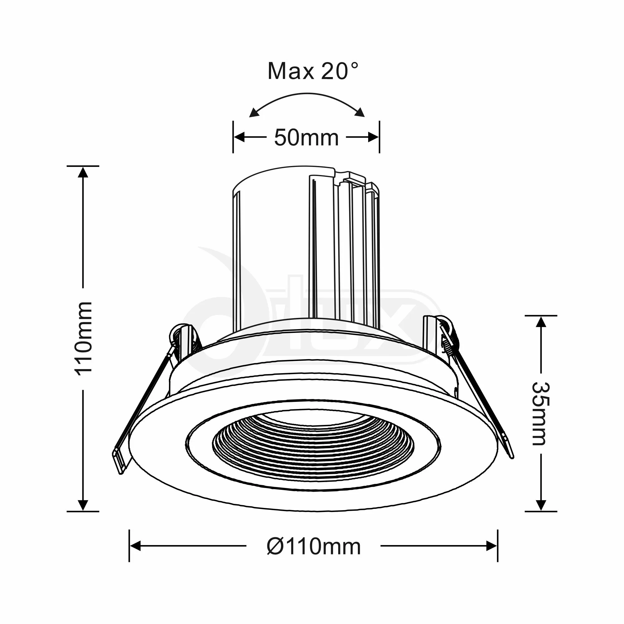 Bono 10 Tridonic Powered 10W 2700K 710lm 36° CRI>90 LED Engine White Round Adjustable Recessed Spotlight, IP20 DM201314  Dlux Bono 10